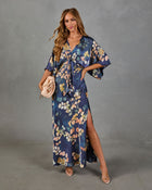 Painted Petals Floral Front Tie Maxi Dress