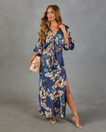 Painted Petals Floral Front Tie Maxi Dress