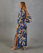 Painted Petals Floral Front Tie Maxi Dress