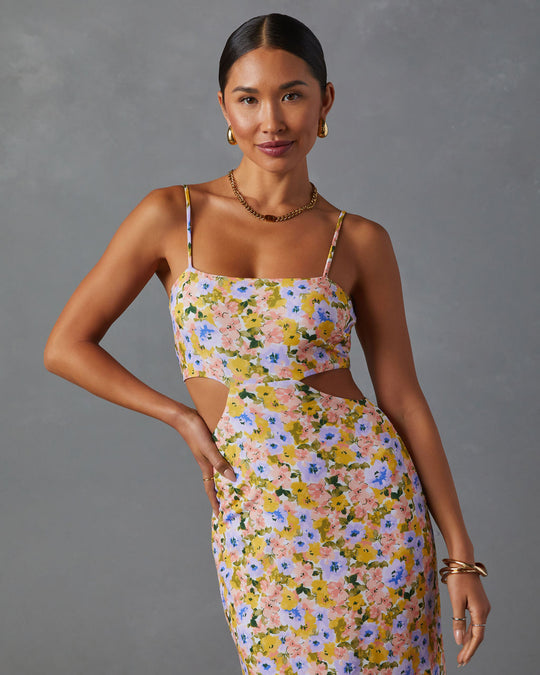 Skylar Side Cutout Floral Print Midi Dress
