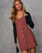 Caribel Corduroy Button Up Mini Dress