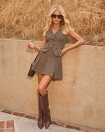 Wellesley Pleated Houndstooth Mini Skirt