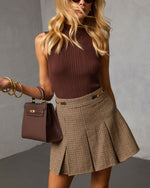 Wellesley Pleated Houndstooth Mini Skirt
