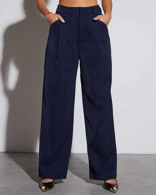 Navy % Willow High Rise Trousers-2