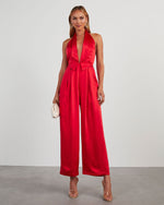 Red % Reeves Satin Halter Jumpsuit-5