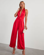 Red % Reeves Satin Halter Jumpsuit-1