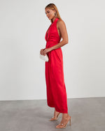 Red % Reeves Satin Halter Jumpsuit-6