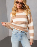 Mariko Fuzzy Knit Striped Sweater