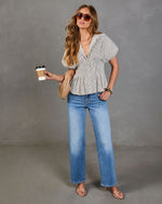 Loose Light Striped Pintuck Top