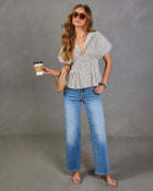 Loose Light Striped Pintuck Top