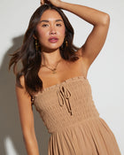 Khaki % Sloane Strapless Fitted Waist Jumpsuit-3