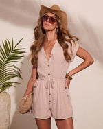 Poolside Lagoon Striped Drawstring Waist Tie Romper