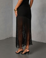 Black % Savinah Fringe Midi Skirt-4