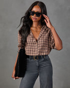 Neminah Cotton Plaid Button Down Top