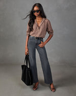 Neminah Cotton Plaid Button Down Top