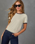 Plot Twist Knit Contrast Trim Short Sleeve Top