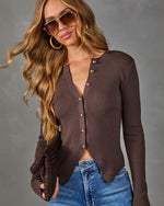 Amora Ribbed Knit Button Down Sweater