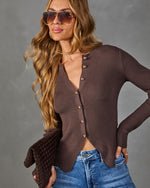 Amora Ribbed Knit Button Down Sweater