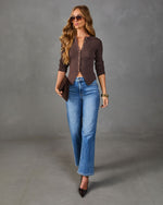 Amora Ribbed Knit Button Down Sweater