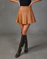 Ruben Pleated Faux Leather Mini Skirt