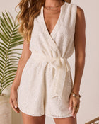 Solar Veil Waist Tie Romper