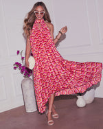Celia Abstract Halter Maxi Dress