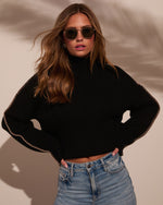 Anita Contrast Stitch Mock Neck Sweater