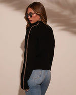 Anita Contrast Stitch Mock Neck Sweater