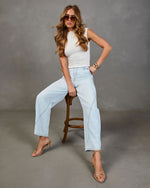 Washed Light Rigid Mid Rise Barrel Leg Jeans