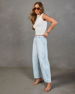 Washed Light Rigid Mid Rise Barrel Leg Jeans