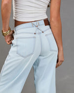 Washed Light Rigid Mid Rise Barrel Leg Jeans