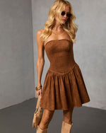 Eastport Suede Fit And Flare Mini Dress