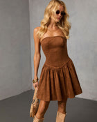 Eastport Suede Fit And Flare Mini Dress
