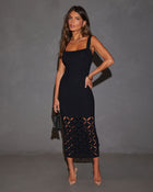 Black % Serenade Me Lasercut Knit Midi Dress-7