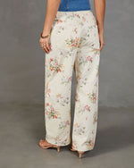 Sunlit Petals Rigid Mid Rise Wide Leg Floral Jeans