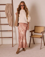 Rogue Bloom Satin Jacquard Printed Maxi Skirt