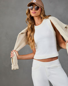 Lounge Society Ribbed Trim Crop Tank Top