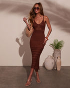 Chocolate % Paradise Cove Cover Up Crochet Knit Midi Dress-1