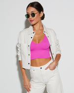 Magenta % Exhale Ribbed V-Neck Crop Tank-6