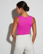 Magenta % Exhale Ribbed V-Neck Crop Tank-5