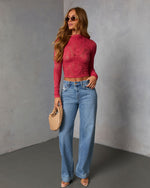 Red % Slay Mode Abstract Flocked Top-6