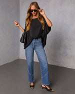 Black % Mallena Slit Sleeve Top-6