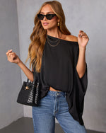 Black % Mallena Slit Sleeve Top-5