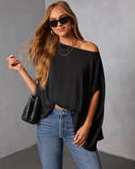 Black % Mallena Slit Sleeve Top-2