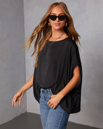 Black % Mallena Slit Sleeve Top-3