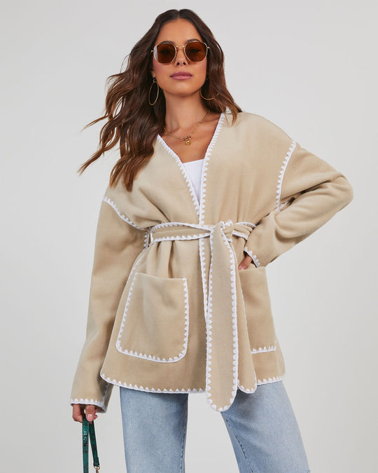 Theresa Embroidered Belted  Jacket
