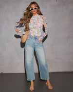 Kathleen Floral Mesh Mockneck Top