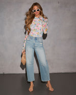 Kathleen Floral Mesh Mockneck Top