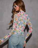 Kathleen Floral Mesh Mockneck Top