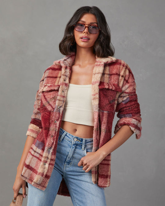 Red % Mendocino Plaid Soft Knit Jacket-1